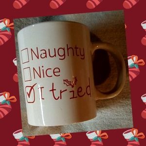 HOLIDAY MUG! HOLIDAY MUG NAUGHTY NICE I TRIED!